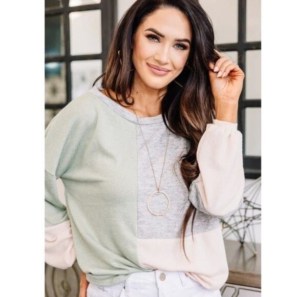 Slouchy Oversized Sweater Size Large Color Block Sweater * - Picture 1 of 11